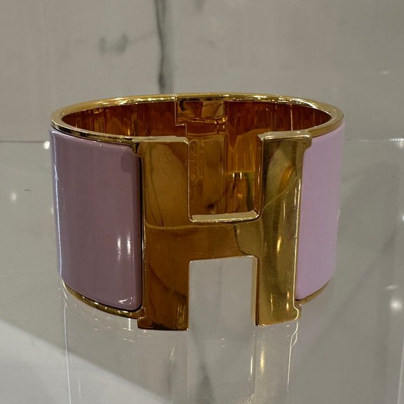 Hermes Clic Clac H Extra Large - Bracelet  PM - Light Pink (Rose Dragee) / GHW - Picture 5 of 7